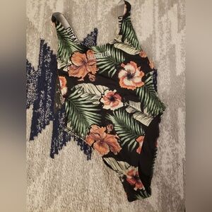 Calvin Klein Black Floral One-Piece Swimsuit Size XS